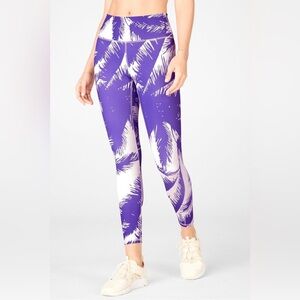 Fabletics Purple and White Patterned Leggings XS